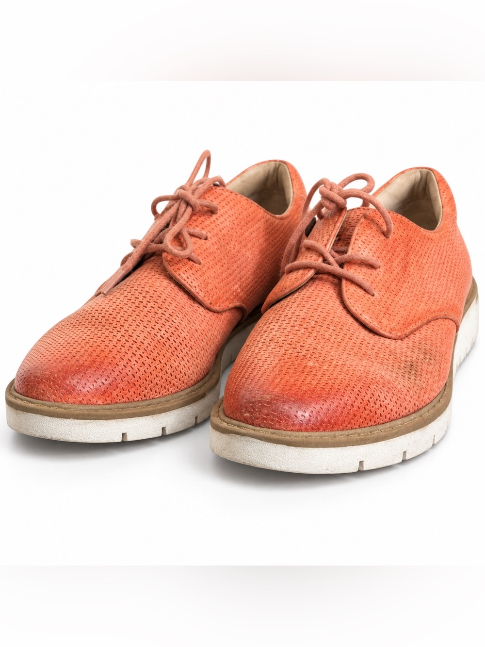 Sofft Womens Orange Leather Oxford Shoes Perforated Lace Up Comfort Size 7